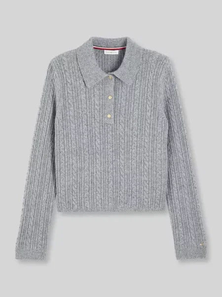 Koszulka polo z mieszanki wełny z dodatkiem jedwabiu Tommy Hilfiger