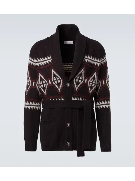 Cardigan Brunello Cucinelli de lână negru