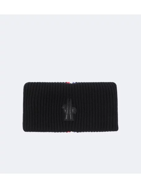 Fular Moncler Grenoble de lână cu autograf negru