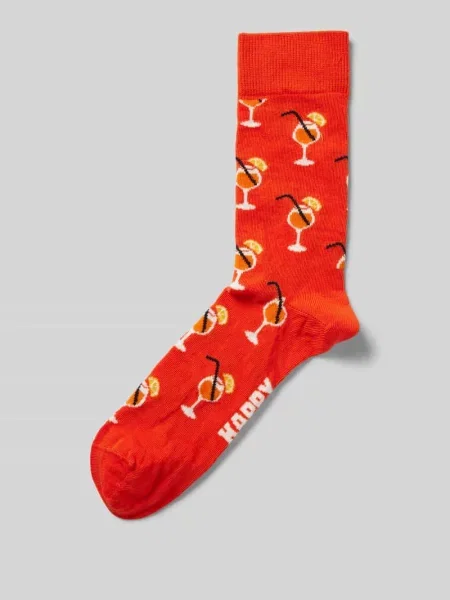 Skarpety z nadrukiem z logo Happy Socks czerwone