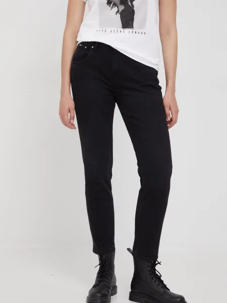 Дънки Pepe Jeans с висока талия черно