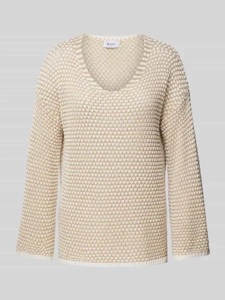 Sweter z dzianiny z dodatkiem i fakturowanym wzorem Be Pure Dutch biały
