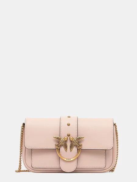 Pinko crossbody torbica usnjena bež