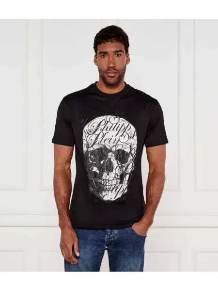Philipp Plein Tricou Skull Coursive negru