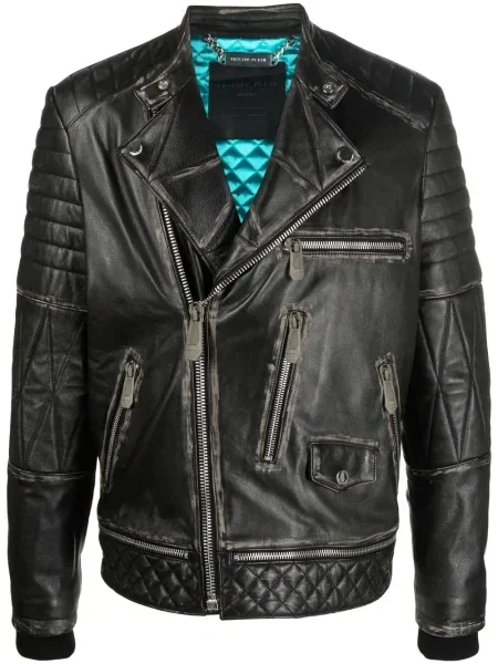 Geanta de piele Philipp Plein negru