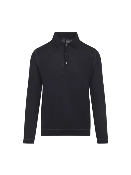 Koszulka polo Prada wełniana niebieska