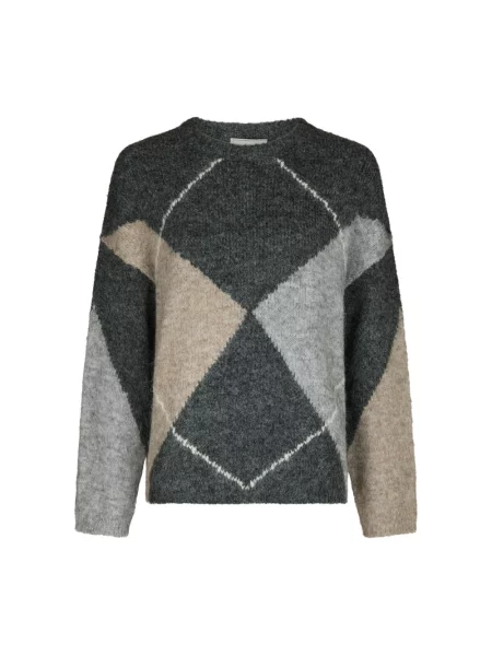 Sweter Neo Noir wełniany w kratę