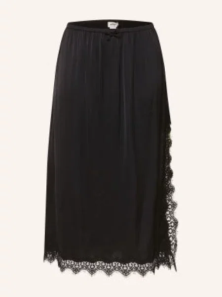 Ottod'ame Saténová Sukně S Krajkou černá
