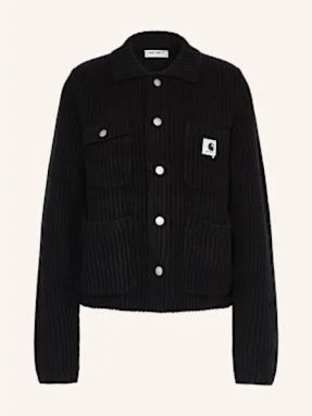 Carhartt WIP kardigan z dodatkiem wełny W Michigan Sweater ciepły czarny