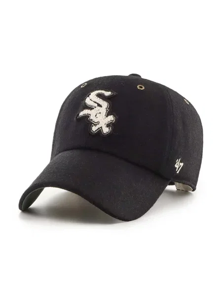 Вълнена шапка с козирка 47 brand MLB Chicago White Sox черно с апликация бяло