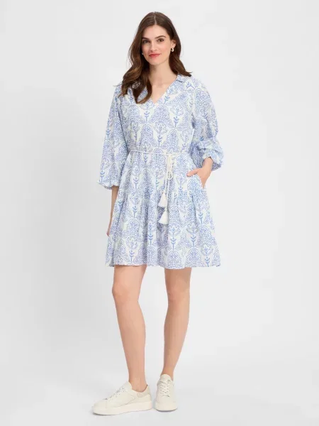 Y.A.S Sukienka YASCinni Kobiety niebieski|biały nadruk 36 biała