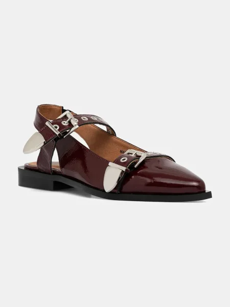 Кожени балеринки Bianco BIAVICTORIA с отворена бордо