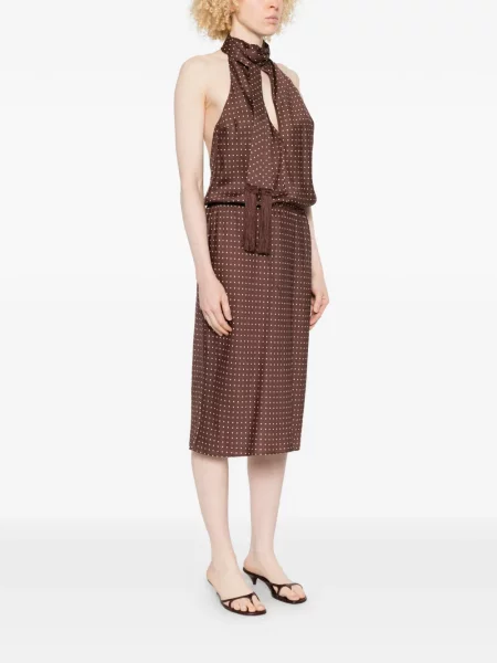 Rochie midi Posse cu buline maro