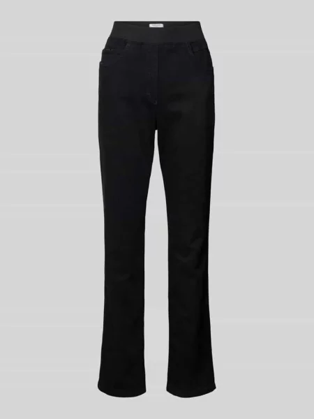 Jeansy o kroju straight fit z elastycznym pasem Raphaela By Brax czarne