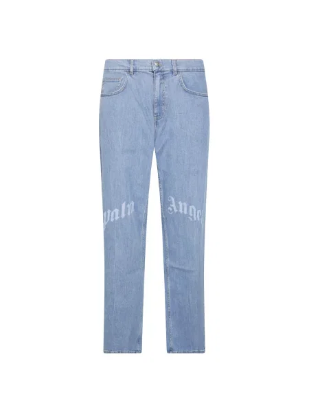 Szerokie jeansy Palm Angels z logo niebieskie