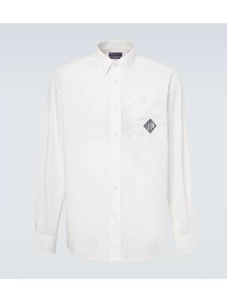 Poplínová košile Ralph Lauren Purple Label s výšivkou bílá