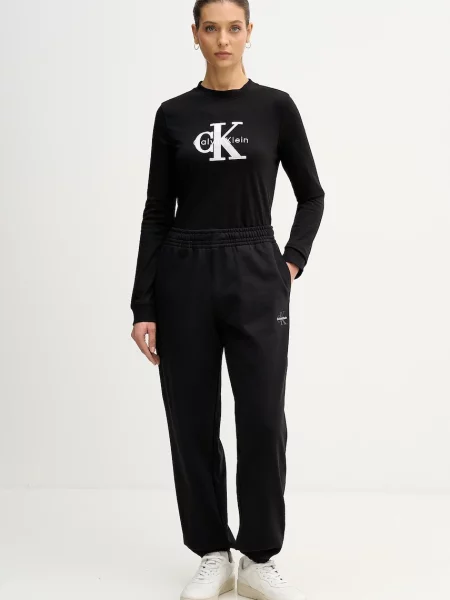 Tričko s dlhým rukávom Calvin Klein Jeans čierna