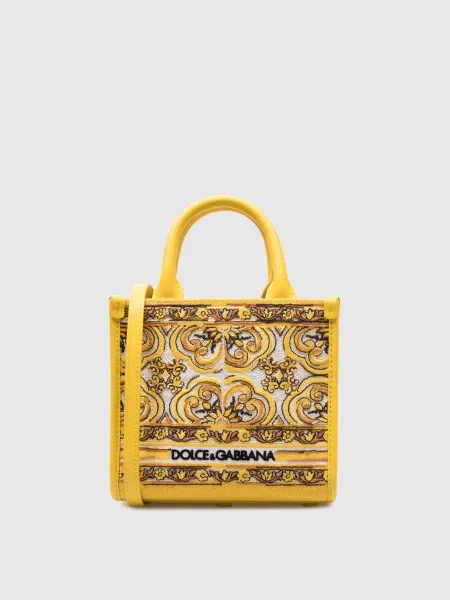 Сумка з вишивкою Майоліка та логотипом Dolce&gabbana жовта