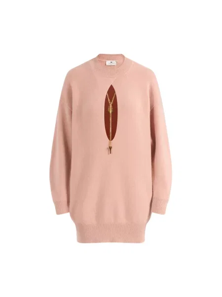 Dzianinowy sweter Elisabetta Franchi różowy