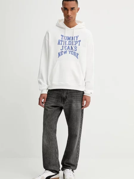Tommy Jeans bluza z kapturem z nadrukiem biały