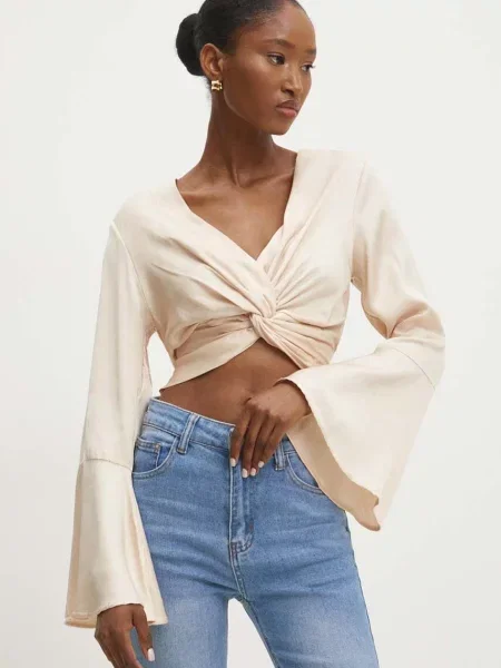 Блуза Answear Lab с изчистен дизайн бежово