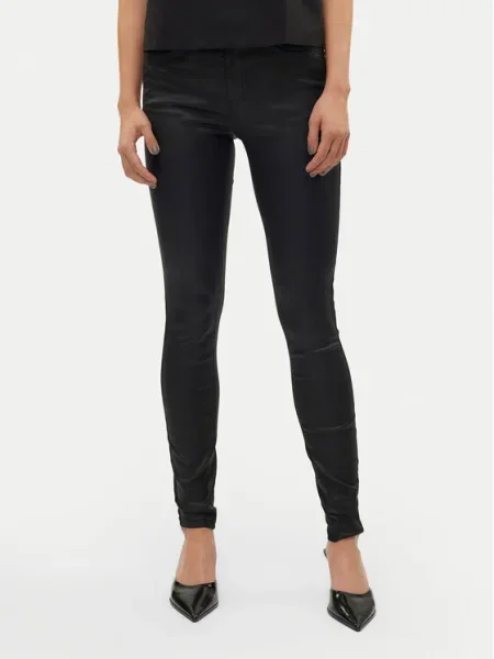 Vero Moda Műbőr nadrág Flash Skinny Fit fekete