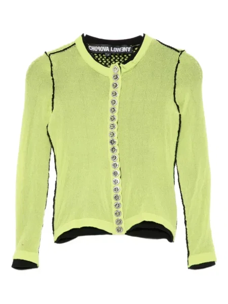 Cardigan Chopova Lowena plasă de plasă galben