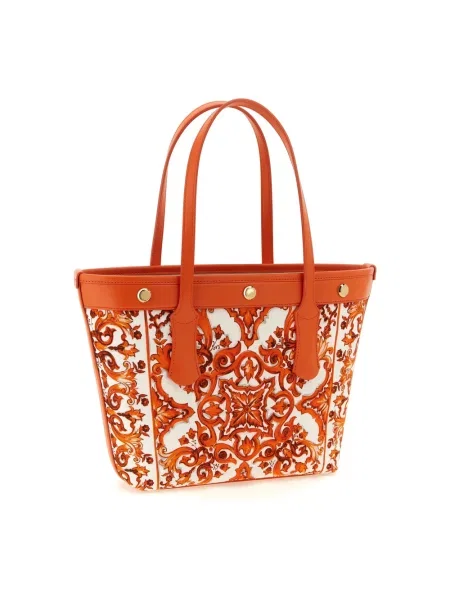Shopperka Dolce And Gabbana skórzana pomarańczowa