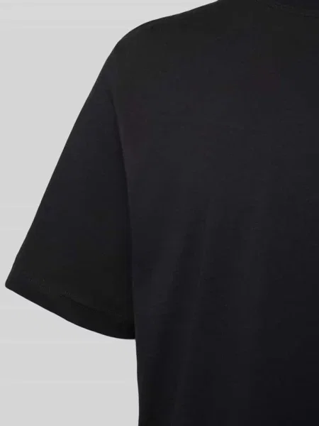 T-shirt z prążkowanym Okrągły dekolt w Zestaw 2 szt. Schiesser czarna