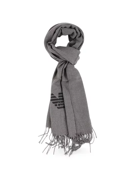 Fular Emporio Armani cu franjuri gri