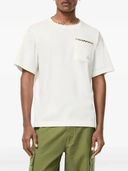 Tricou Burberry în carouri alb