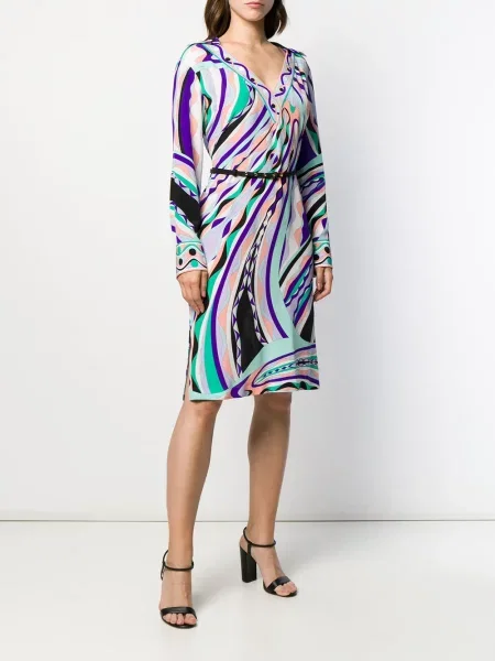 Rochie midi Pucci cu imagine cu imprimeu abstract violet