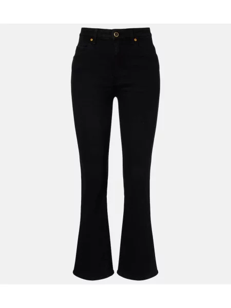 Jeansy dzwony Khaite z wysoką talią o krotszym kroju czarne
