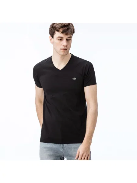 Lacoste футболка з V-вирізом чорна