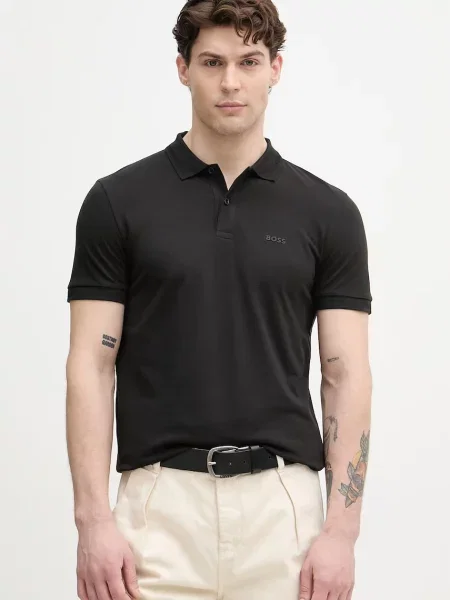 BOSS Green polo majica Pio 1 črna