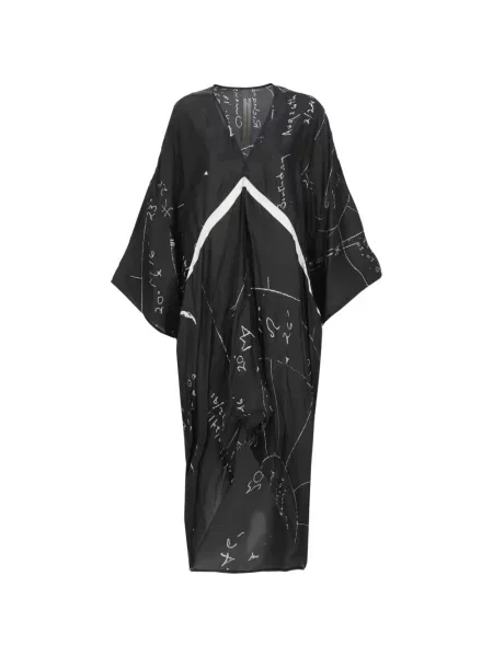 Rochie Rick Owens cu imagine cu decolteu în V asimetrică negru