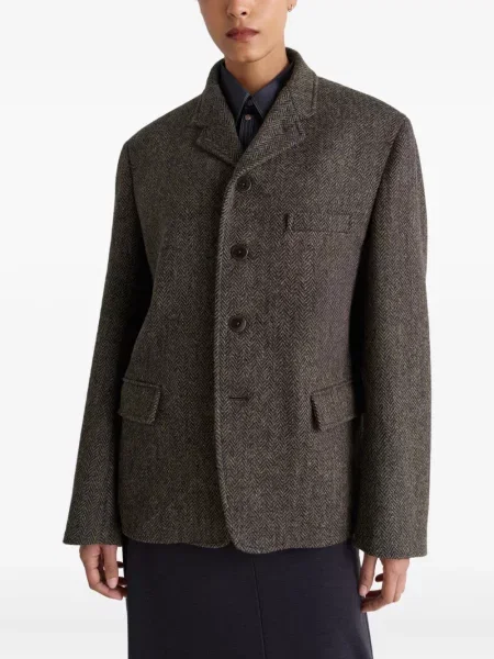 Sacou Lemaire cu model herringbone maro