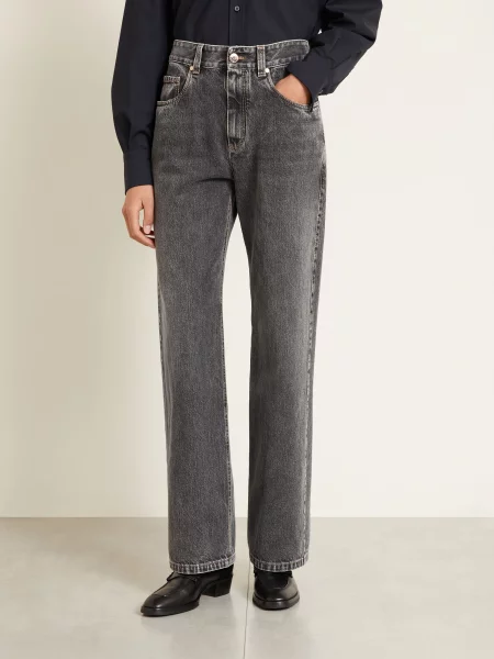 Brunello Cucinelli Rovné Džíny grey denim šedé