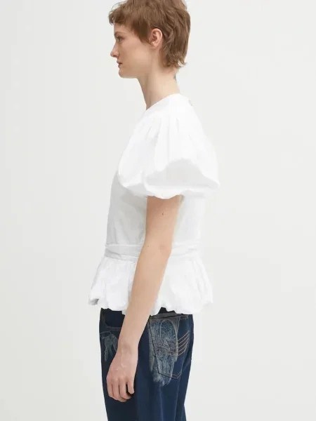 Bluzka Rotate Birger Christensen z bufiastymi rękawami biała