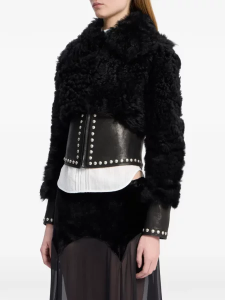 Geacă Ann Demeulemeester din piele de oaie negru