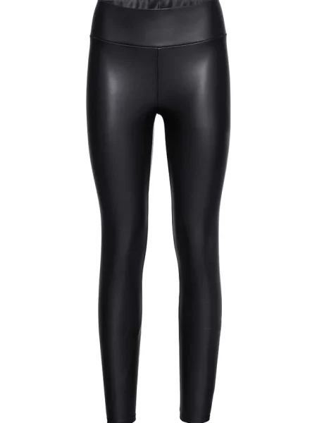 Legginsy termiczne z imitacji skóry czarne
