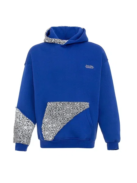 VAMOS CLO Mikina kobaltová modř / černá bílá