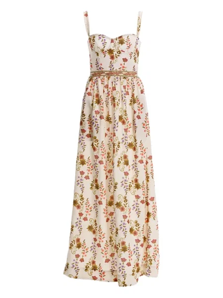 Rochie maxi Agua Bendita cu model floral cu imagine de costum