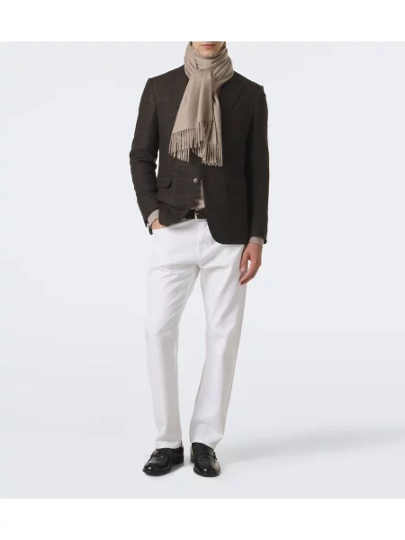 Kašmírový šál Zegna so strapcami béžová