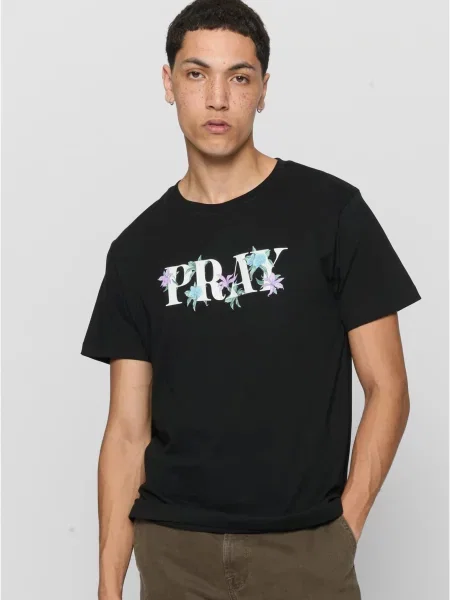 Tricou Mister Tee cu model floral negru