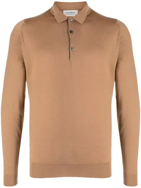 Pletena polo majica John Smedley smeđa