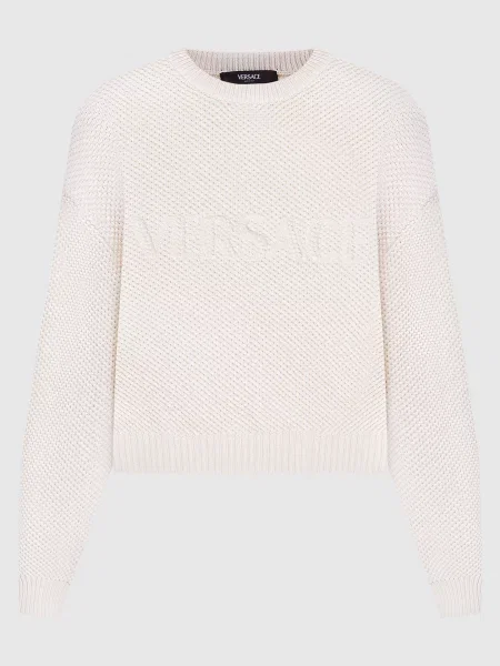 Светр з візерунком логотипа Versace бежевий