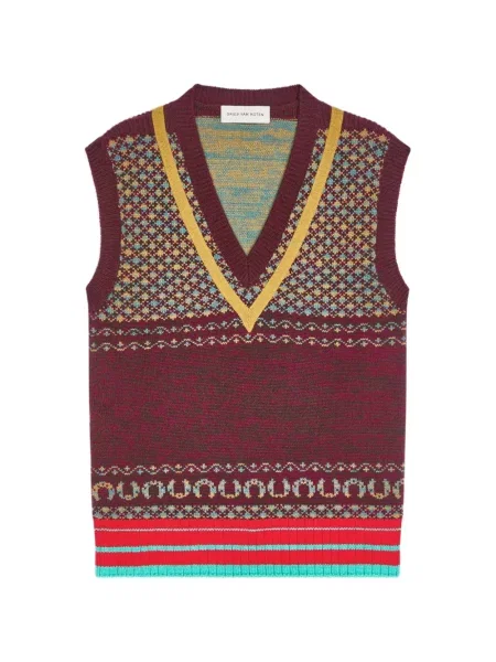Top Dries Van Noten din cașmir roșu