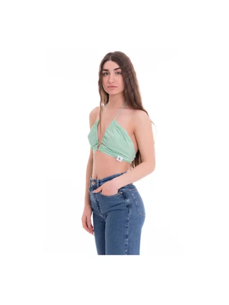 Top Calvin Klein Jeans wiązany na ramiączkach zielony