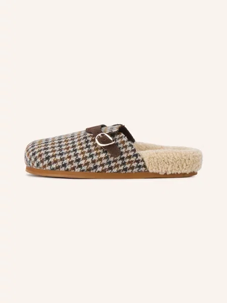 Ancient Greek Sandals Pantofle Vasilitsa tmavě hnědá / krémová černá